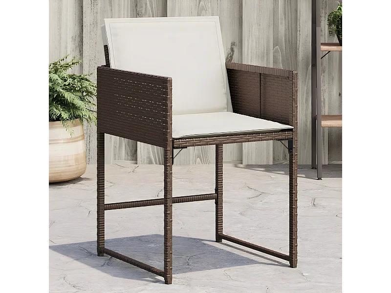 Lot de 4 Chaises de jardin avec coussins marron résine tressée FR36393