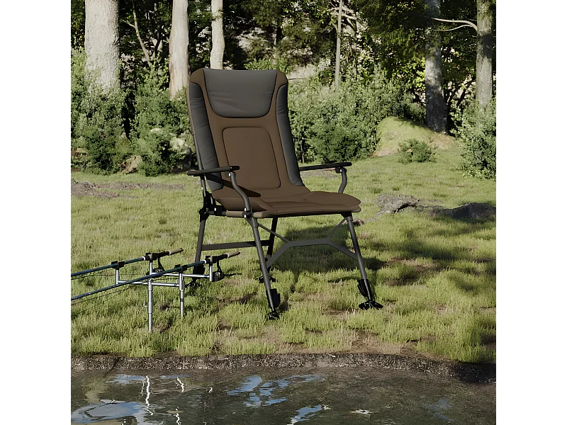 Chaise de pêche avec accoudoir pliable taupe FR32555
