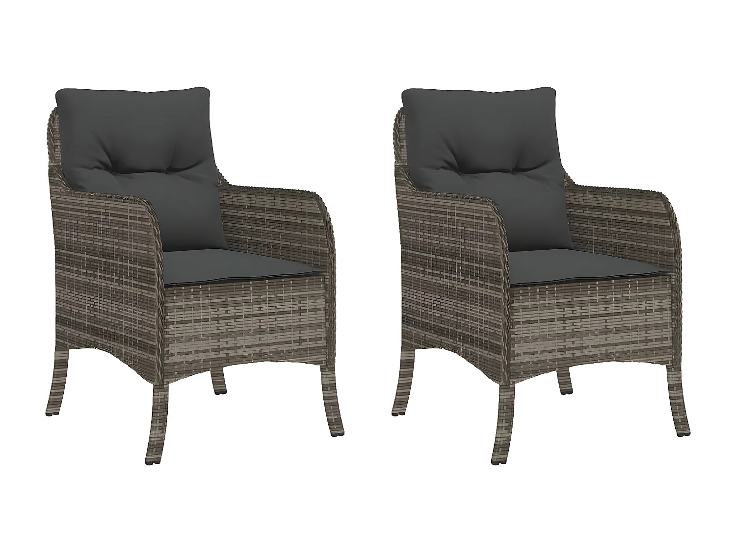Lot de 2 Chaises de jardin avec coussins gris résine tressée FR27459