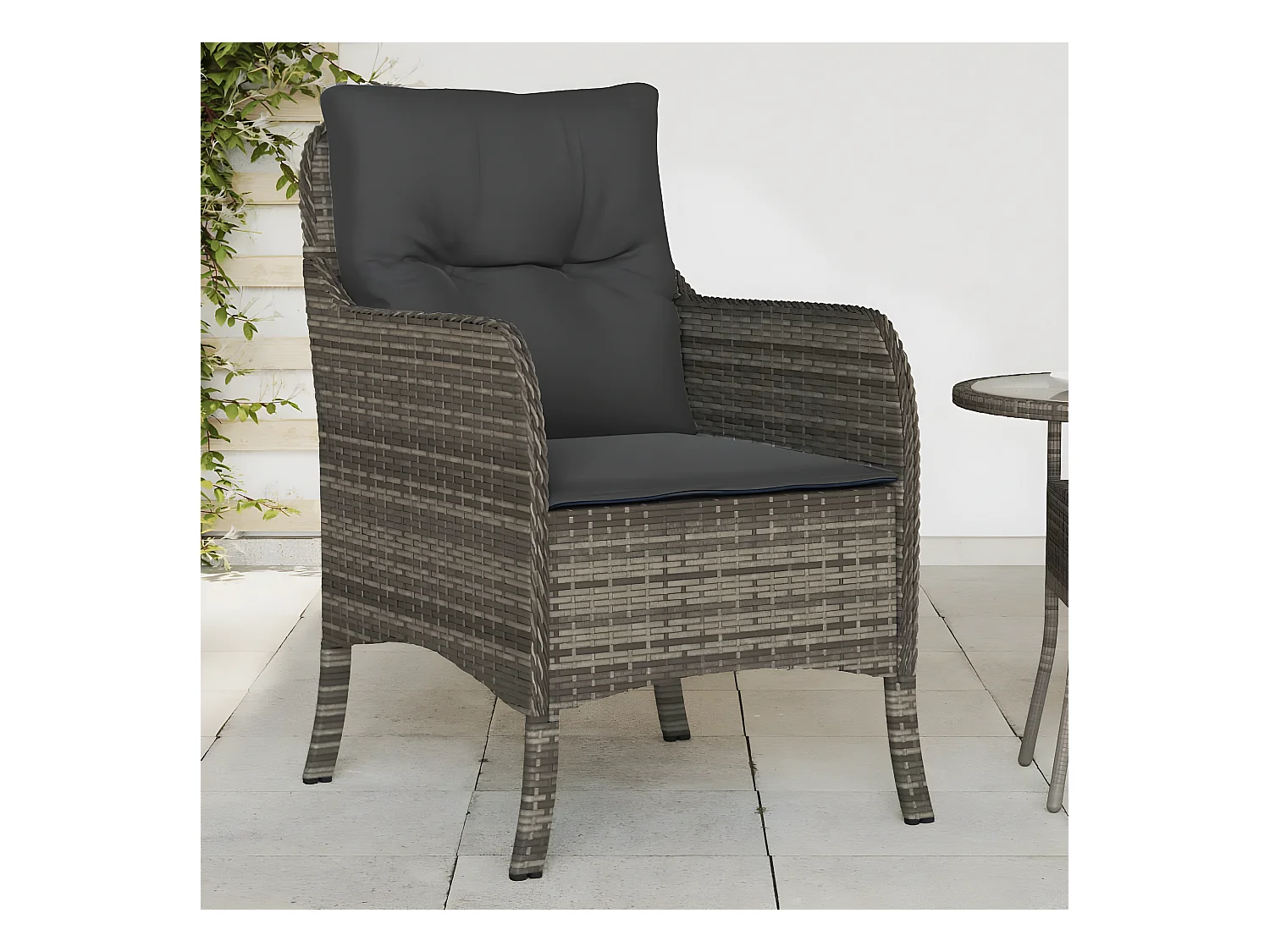 Lot de 2 Chaises de jardin avec coussins gris résine tressée FR27459