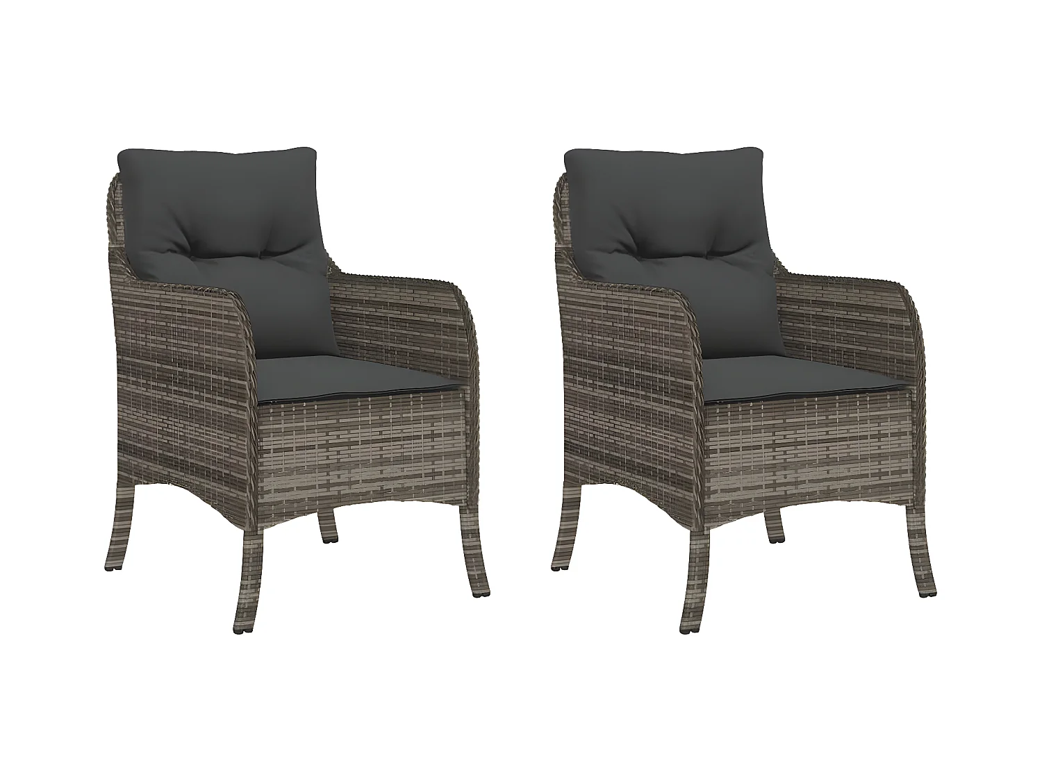 Lot de 2 Chaises de jardin avec coussins gris résine tressée FR27459