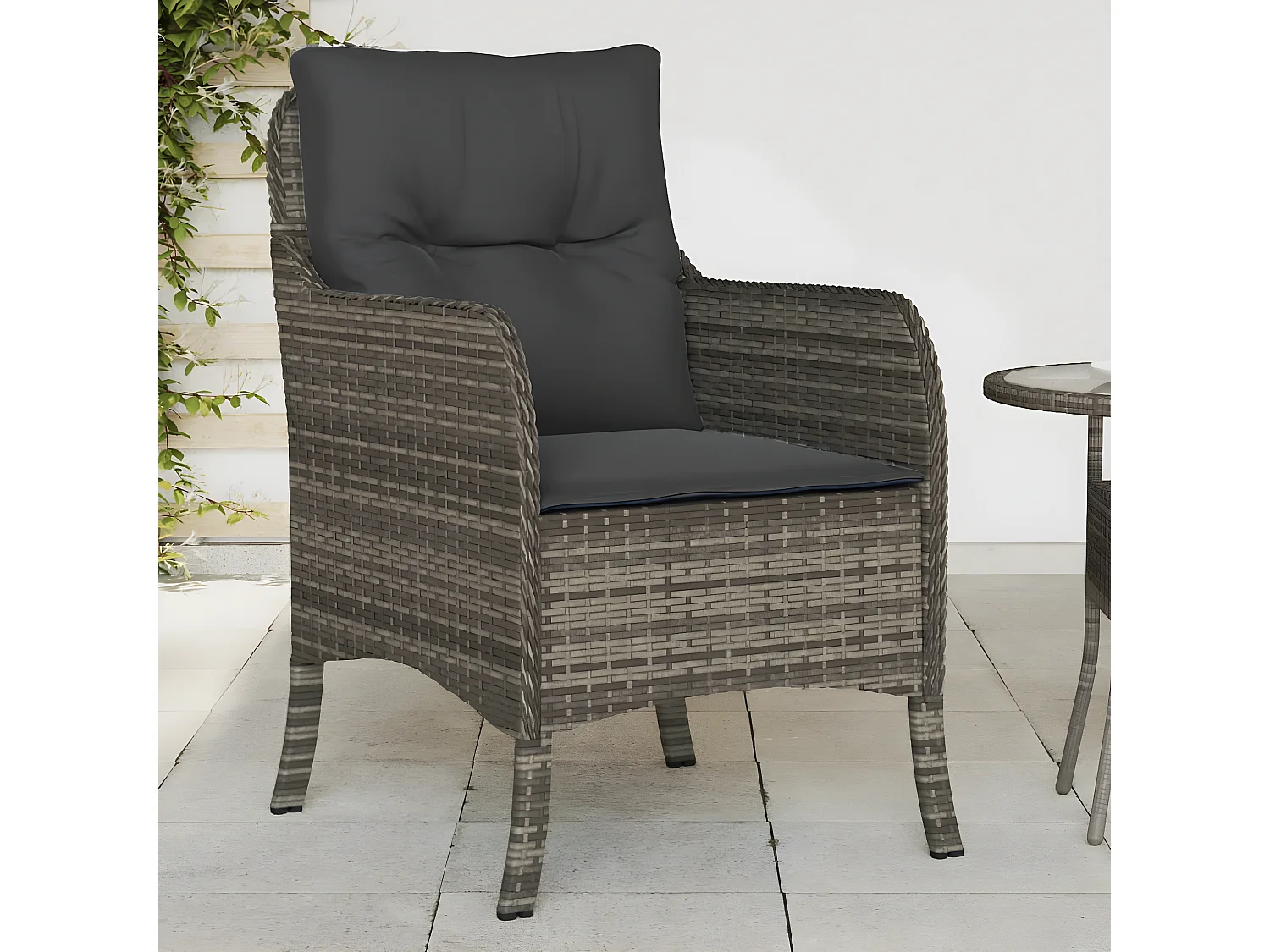 Lot de 2 Chaises de jardin avec coussins gris résine tressée FR27459