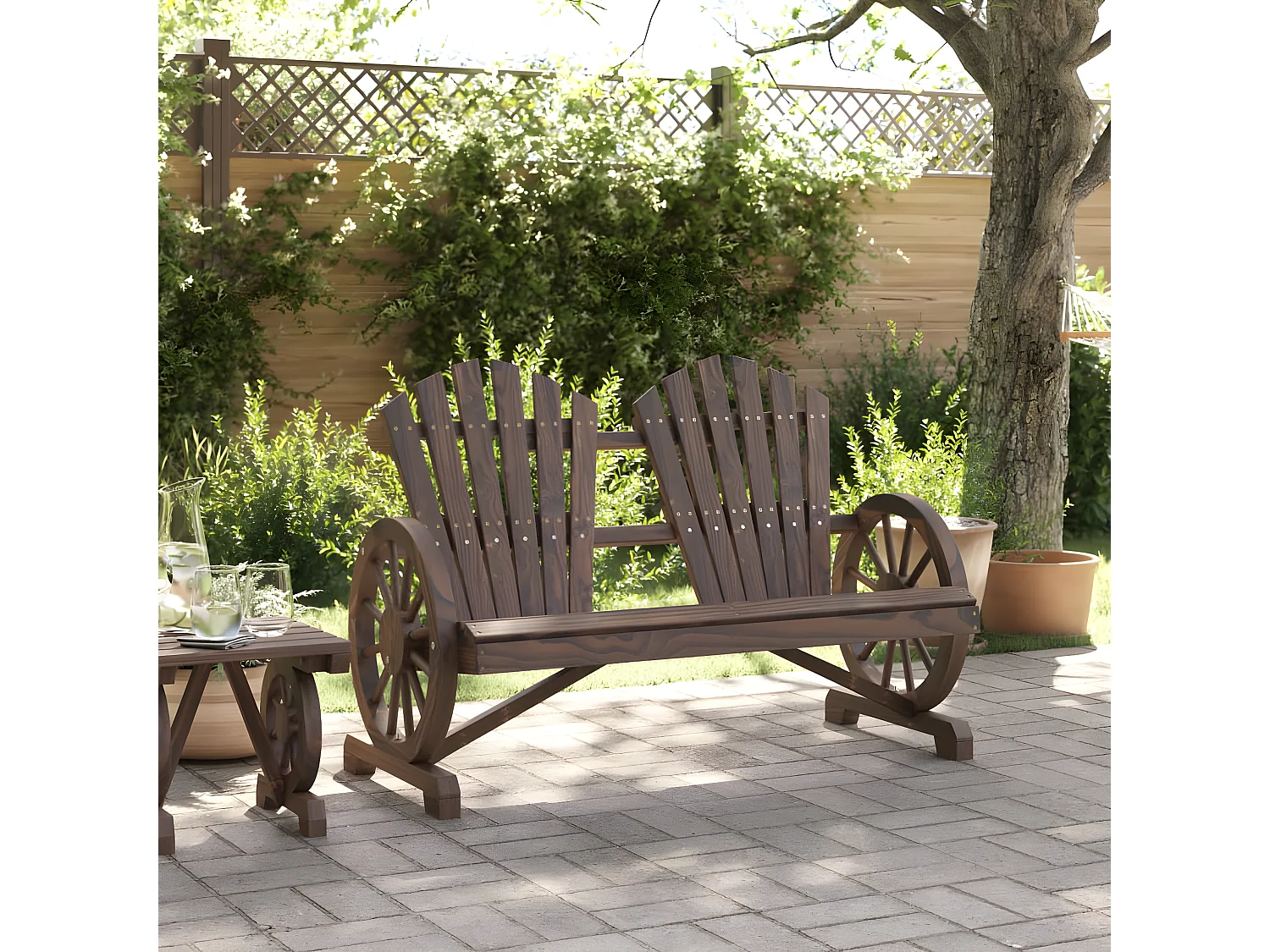 Chaise de jardin Adirondack 2 places bois de sapin massif FR20664