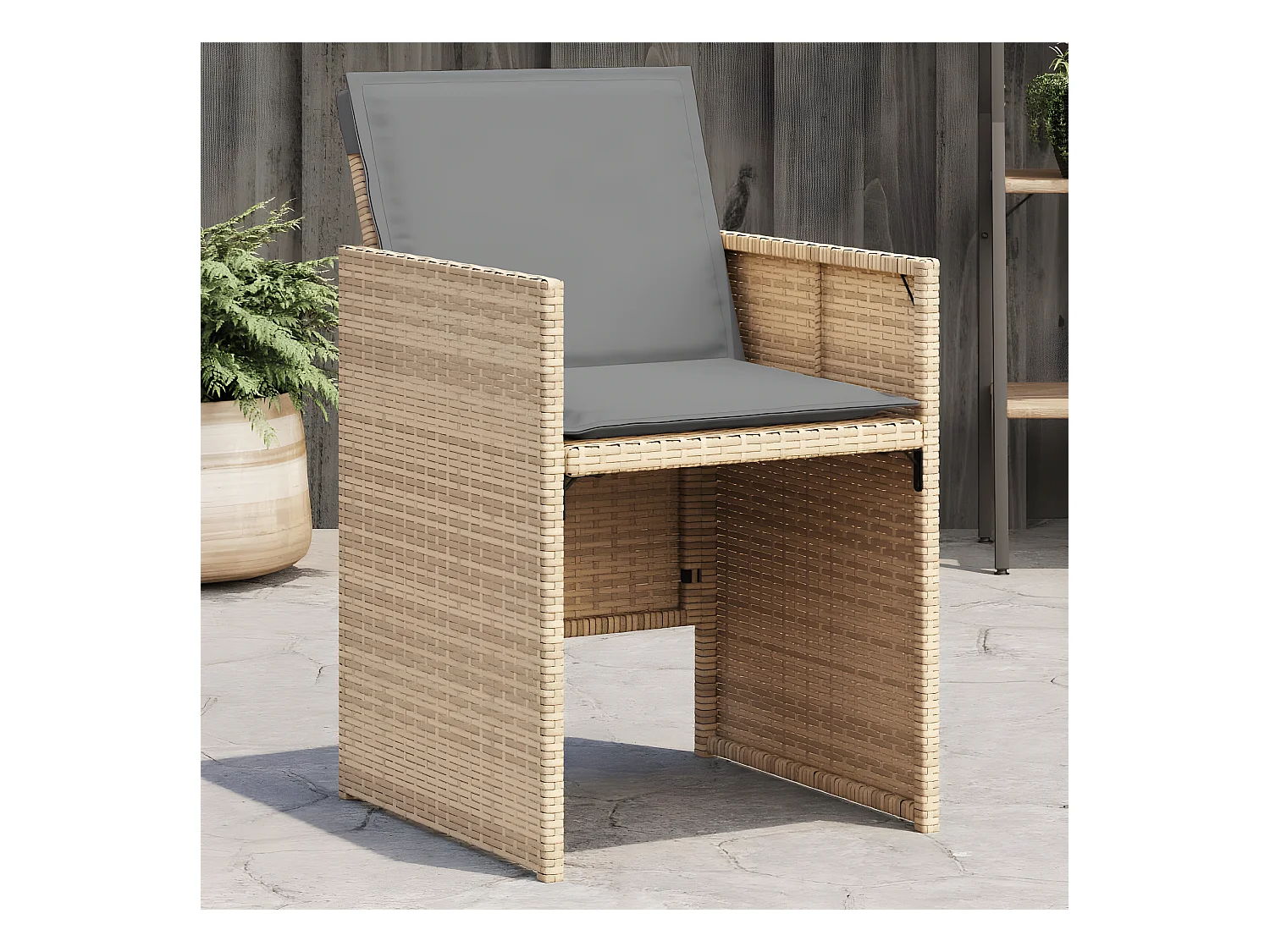 Lot de 4 Chaises de jardin avec coussins mélange beige FR96522