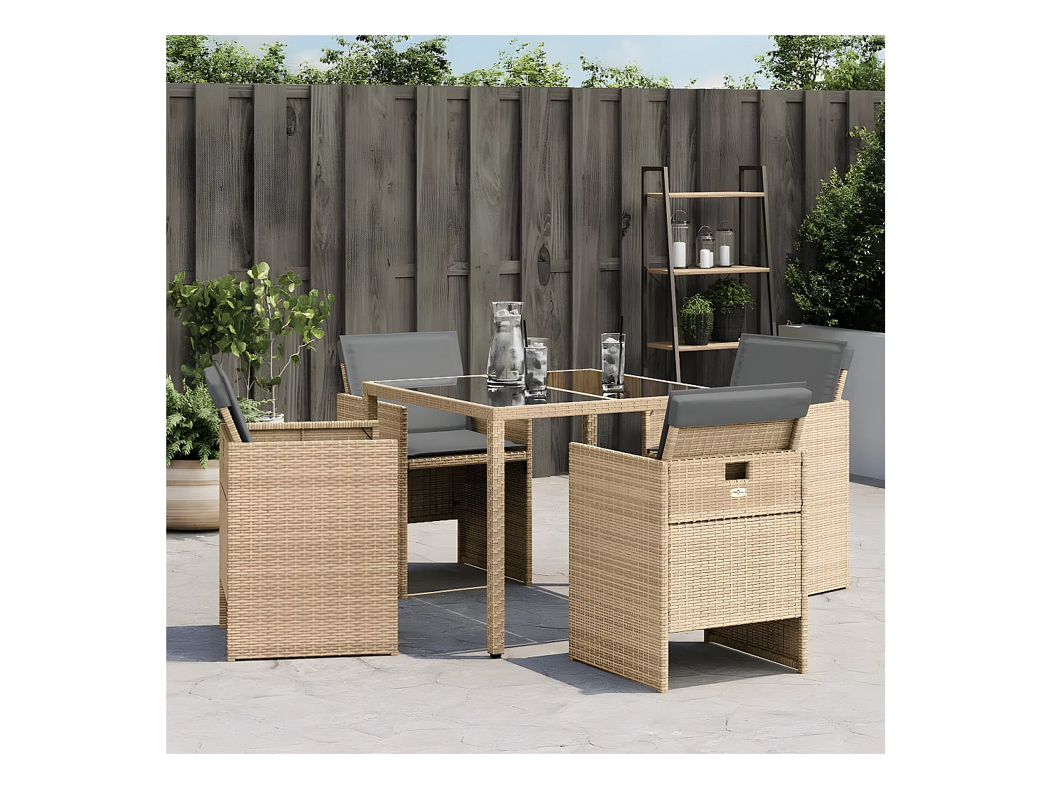 Lot de 4 Chaises de jardin avec coussins mélange beige FR96522