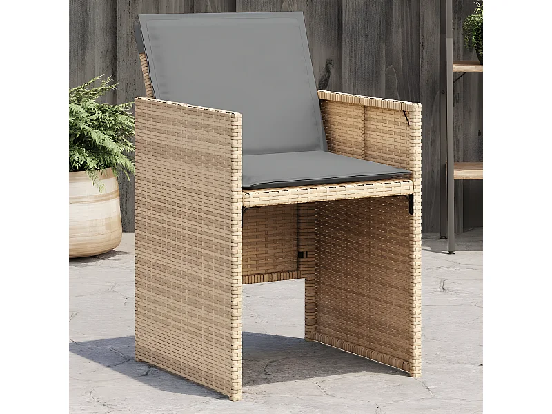 Lot de 4 Chaises de jardin avec coussins mélange beige FR96522