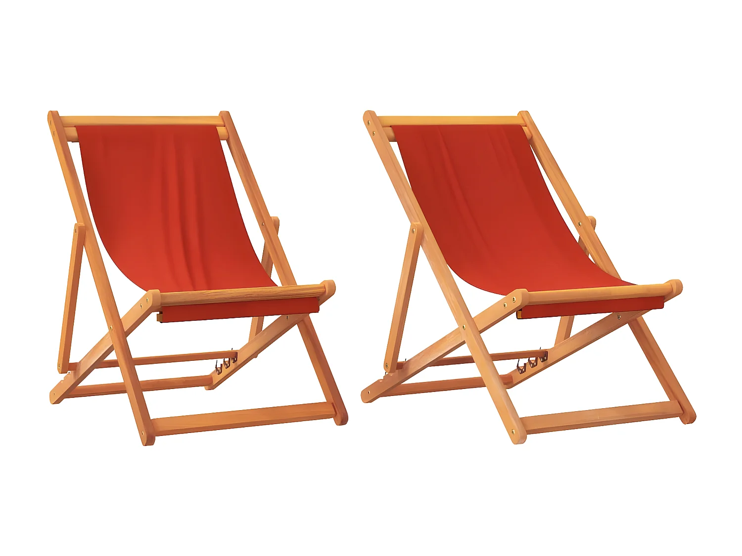 Lot de 2 Chaises de plage pliables rouge tissu FR92658