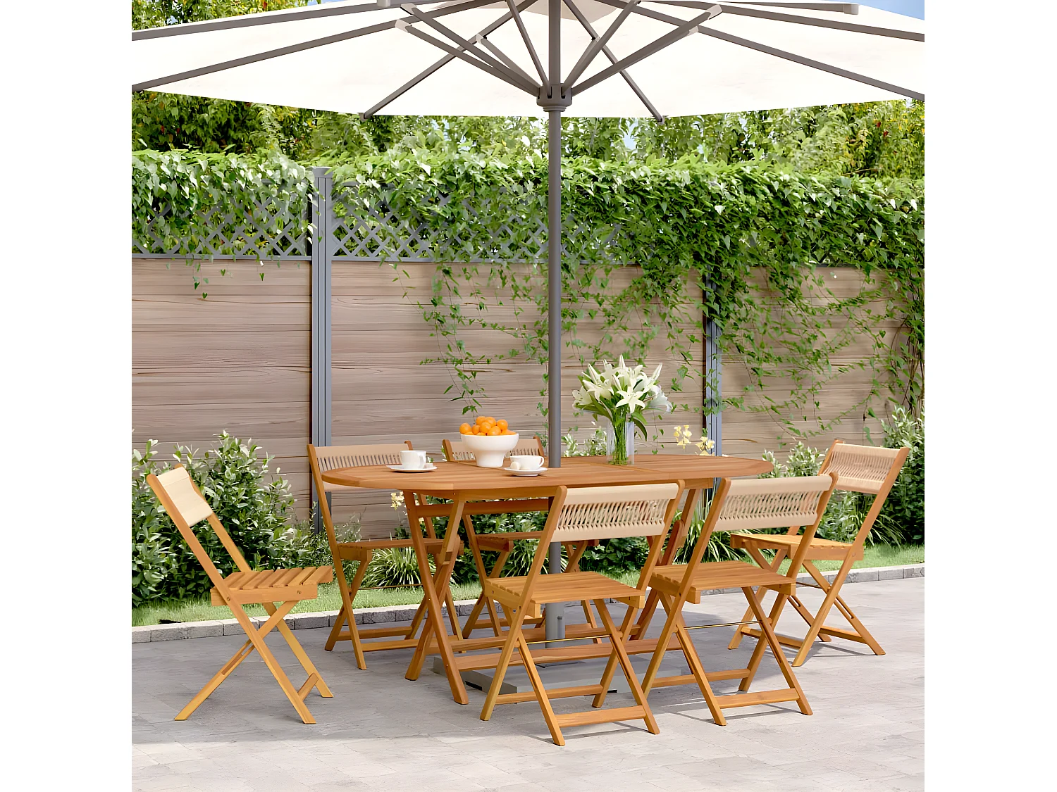 Tuinstoelen 6 st inklapbaar massief acaciahout beige BE317238