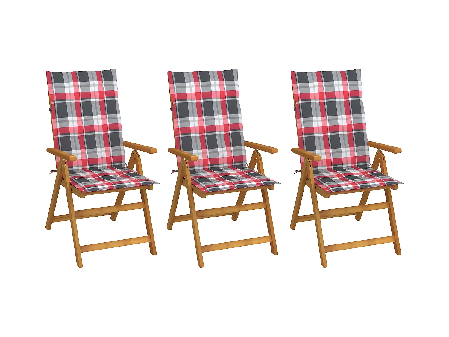Lot de 3 Chaises pliables de jardin avec coussins Bois d'acacia FR31169