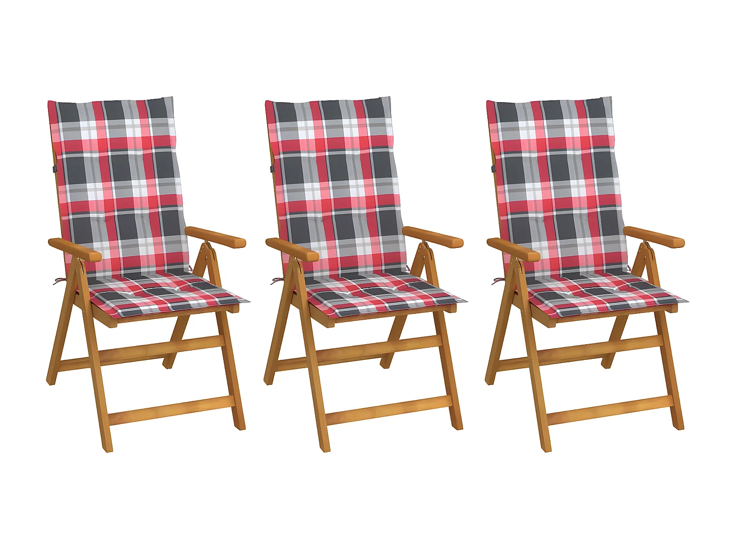 Lot de 3 Chaises pliables de jardin avec coussins Bois d'acacia FR31169