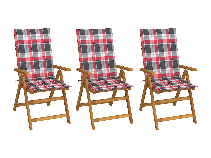 Lot de 3 Chaises pliables de jardin avec coussins Bois d'acacia FR31169