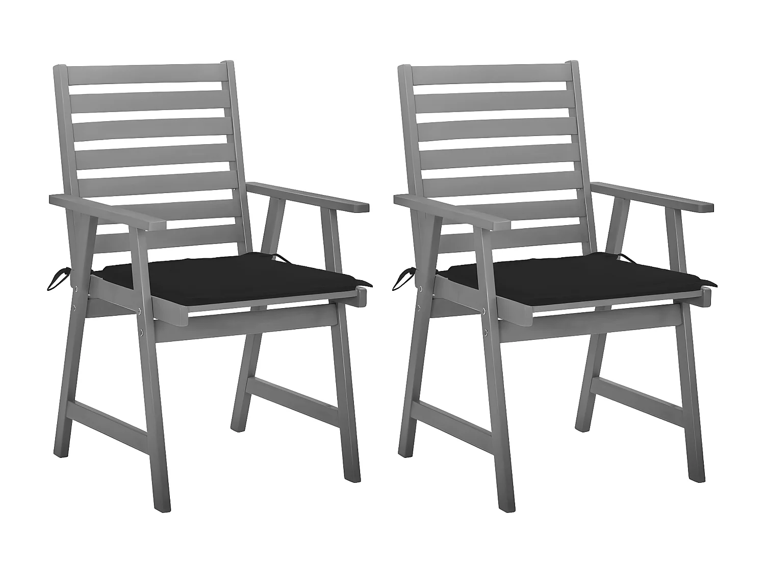 Lot de 2 Chaises à dîner de jardin avec coussins Acacia massif FR20461
