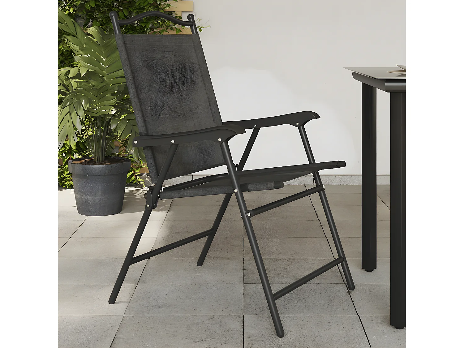 Lot de 8 Chaises de jardin pliables en acier et textilène FR90187