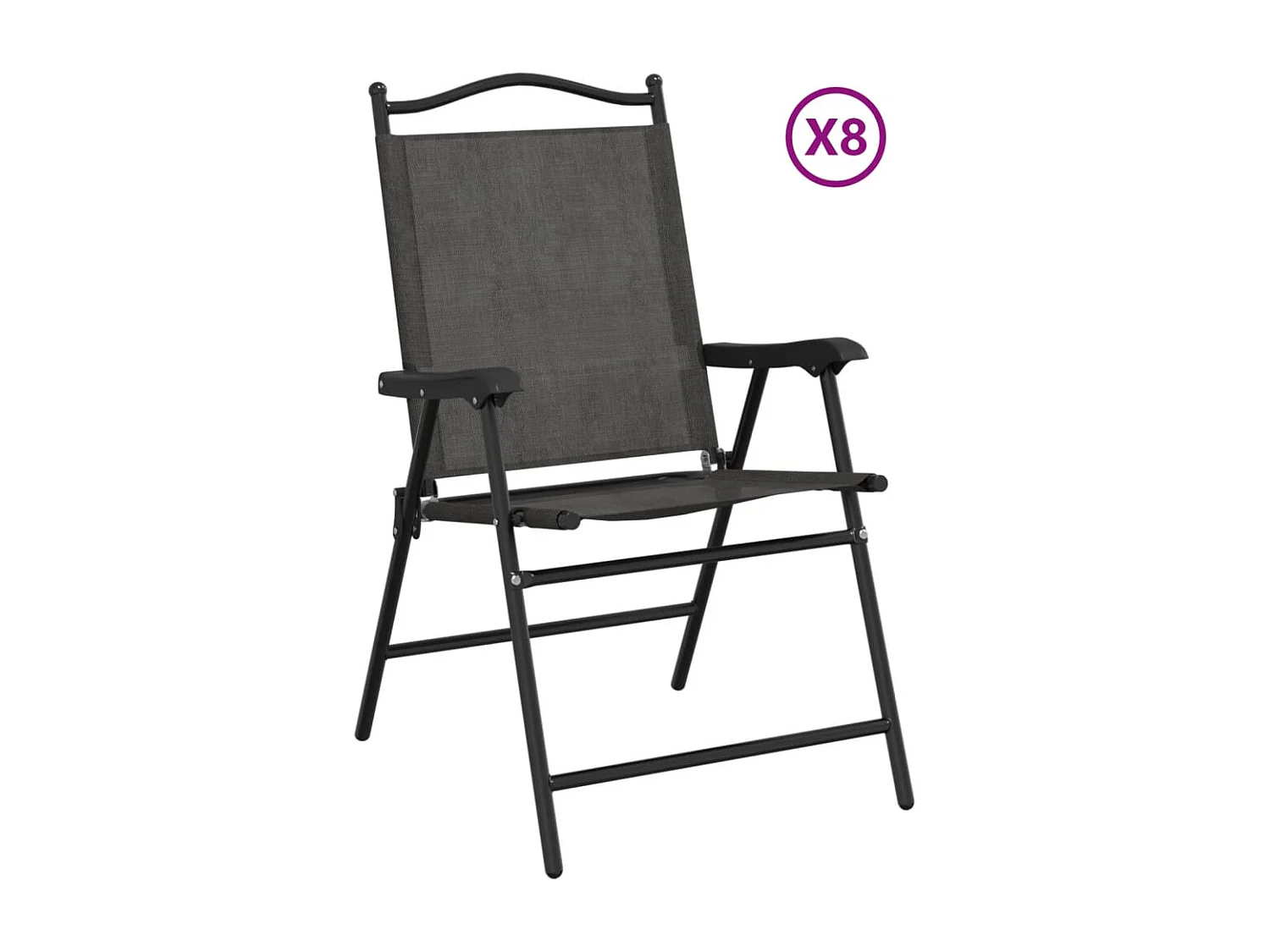 Lot de 8 Chaises de jardin pliables en acier et textilène FR90187