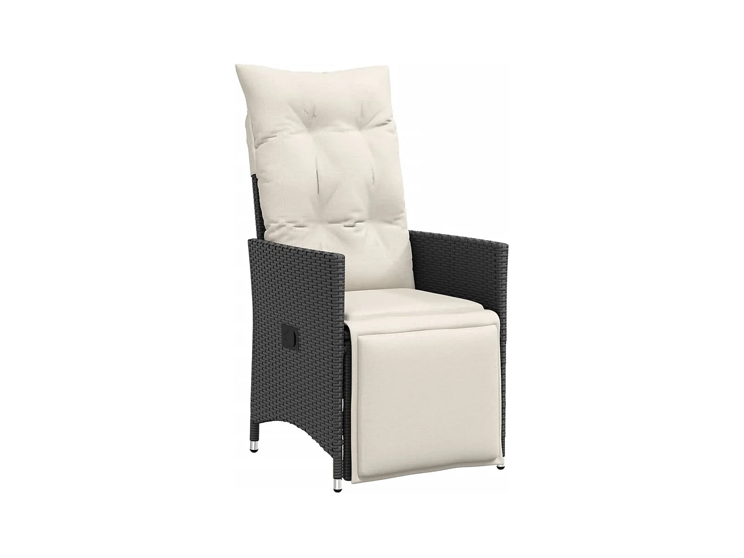 Lot de 2 Chaises inclinables de jardin et coussins noir rotin FR14541