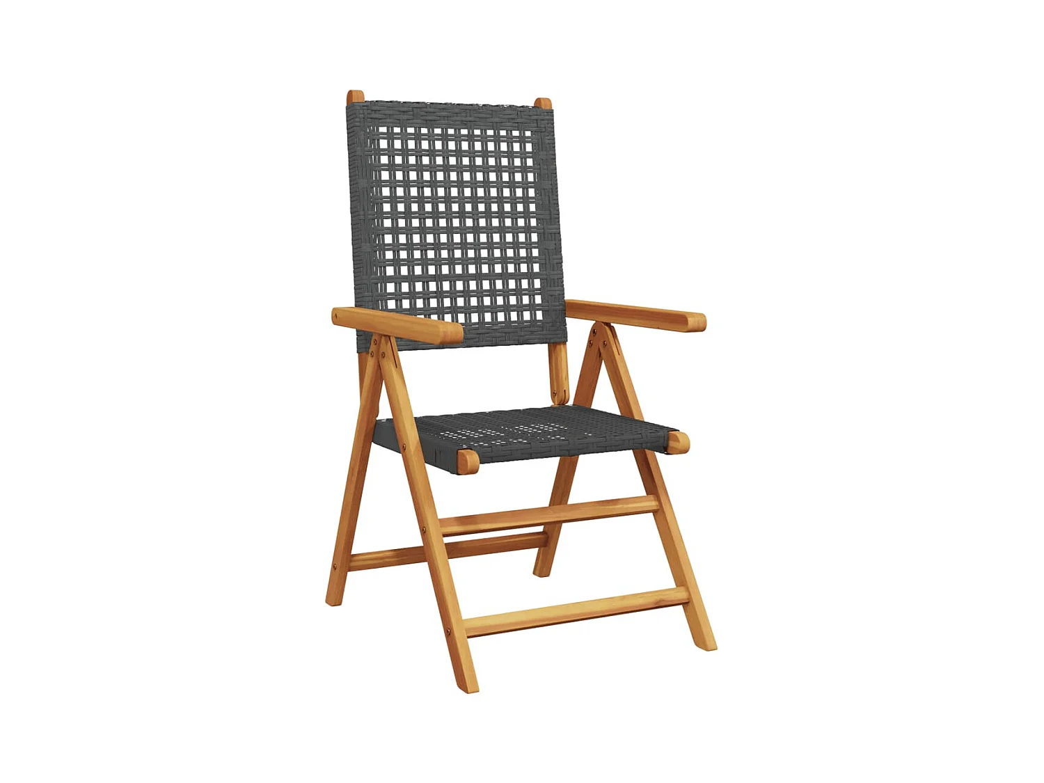 Lot de 4 Chaises inclinables de jardin noir rotin bois massif FR55352