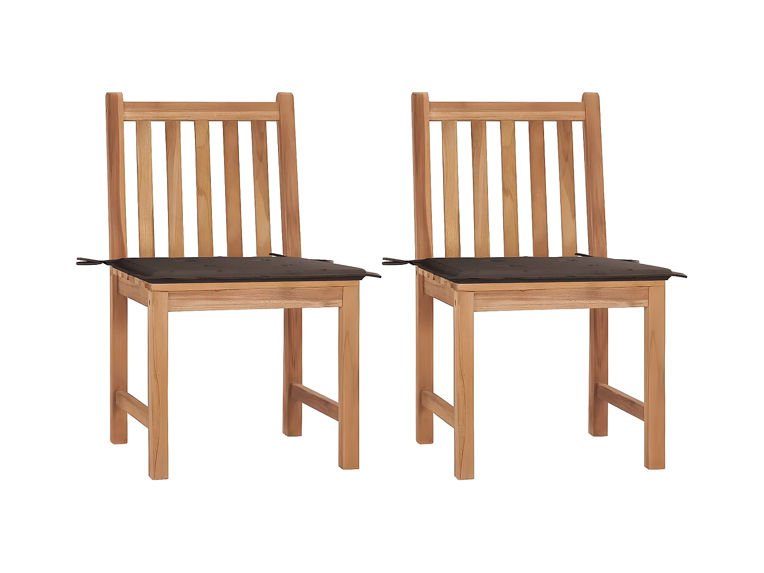 Lot de 2 Chaises de jardin avec coussins Bois de teck massif FR16436