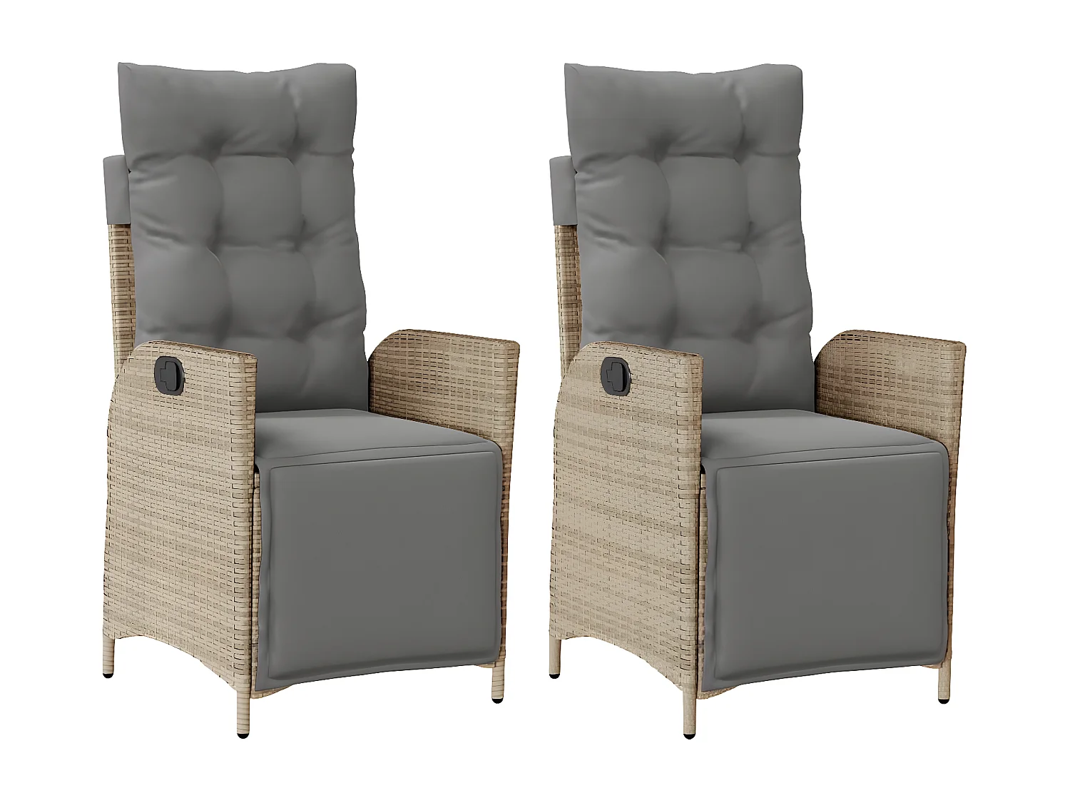 Lot de 2 Chaises inclinables de jardin avec repose-pied rotin FR83990