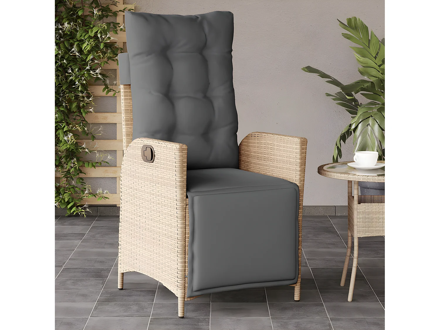 Tuinstoelen 2 st verstelbaar voetensteun poly rattan beige mix BE282563