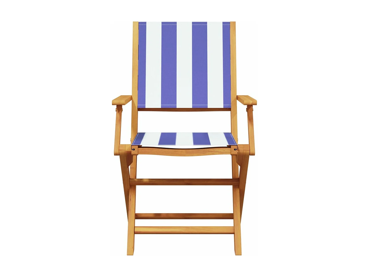 Lot de 2 Chaises de jardin bleu/blanc bois acacia massif tissu FR27687