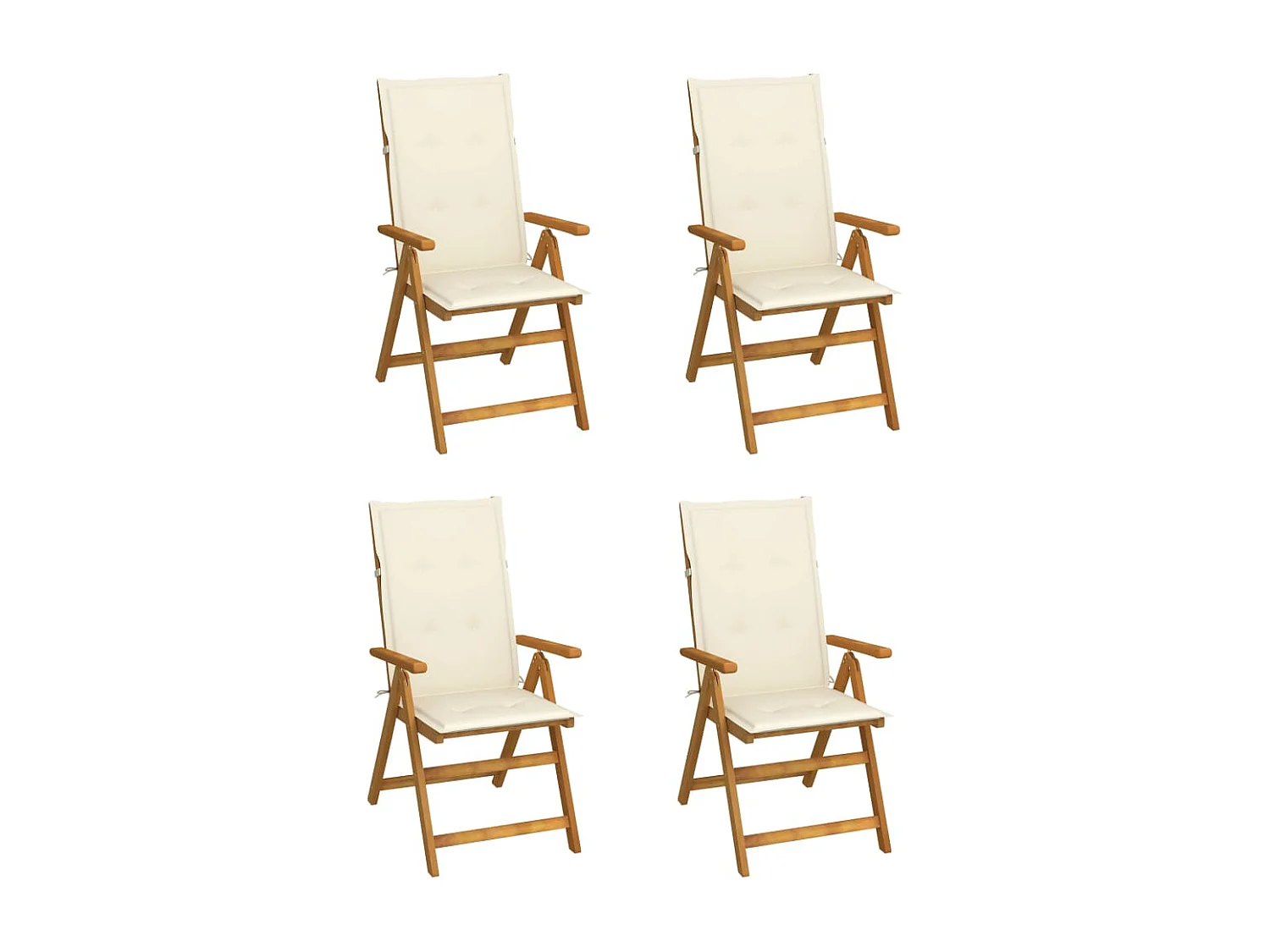 Lot de 4 Chaises inclinables de jardin avec coussins Bois d'acacia FR96040