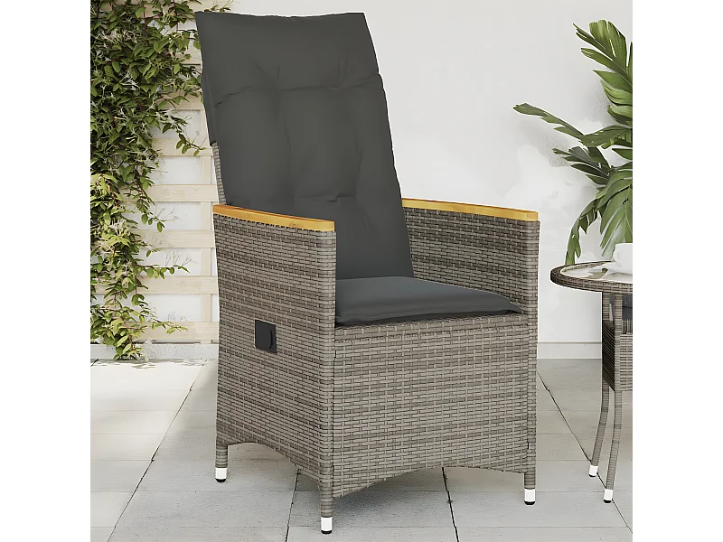 Sillón reclinable de jardín con cojines ratán sintético gris ES358248