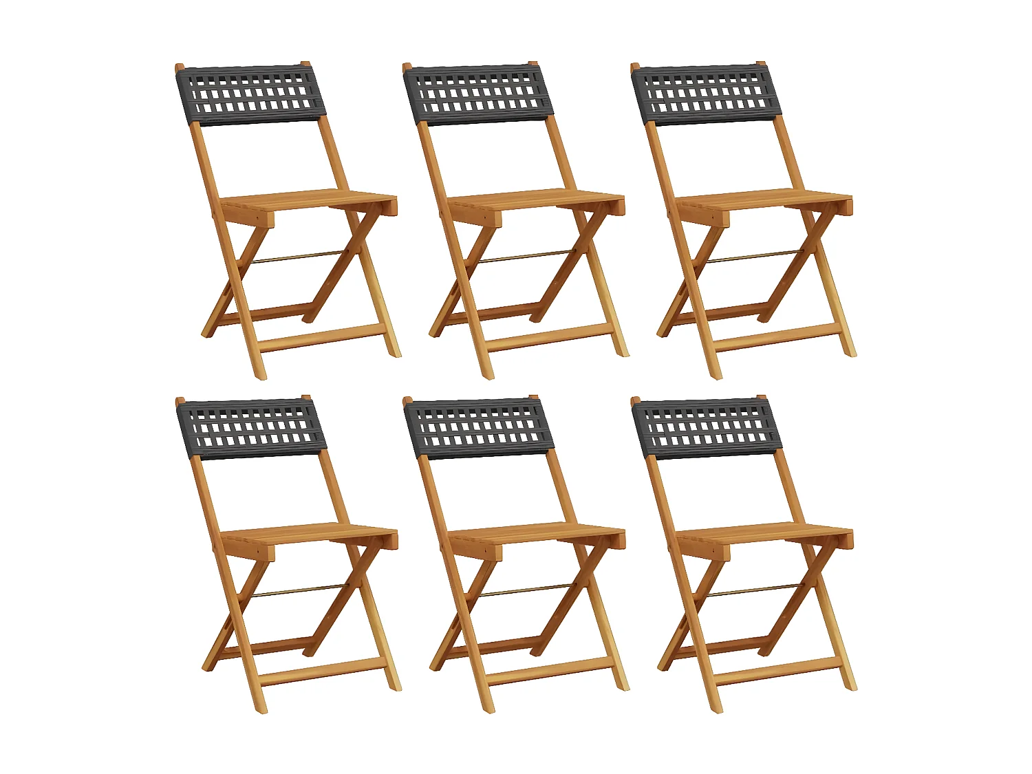 Tuinstoelen 6 st inklapbaar poly rattan en massief hout zwart BE157878