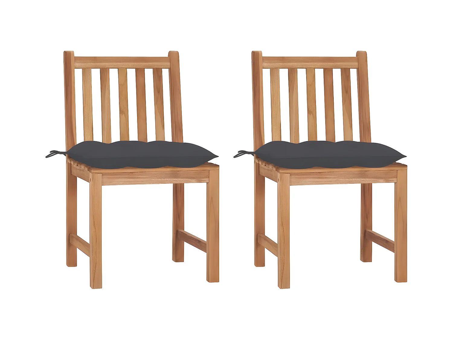 Lot de 2 Chaises de jardin avec coussins Bois de teck massif FR81205