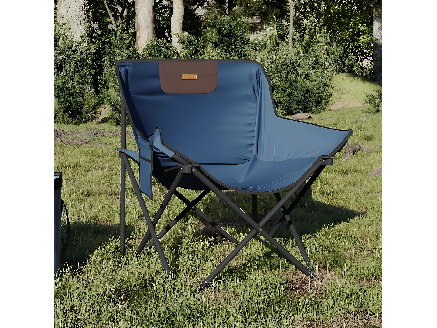 Lot de 2 Chaises de camping avec poche pliable bleu FR88092