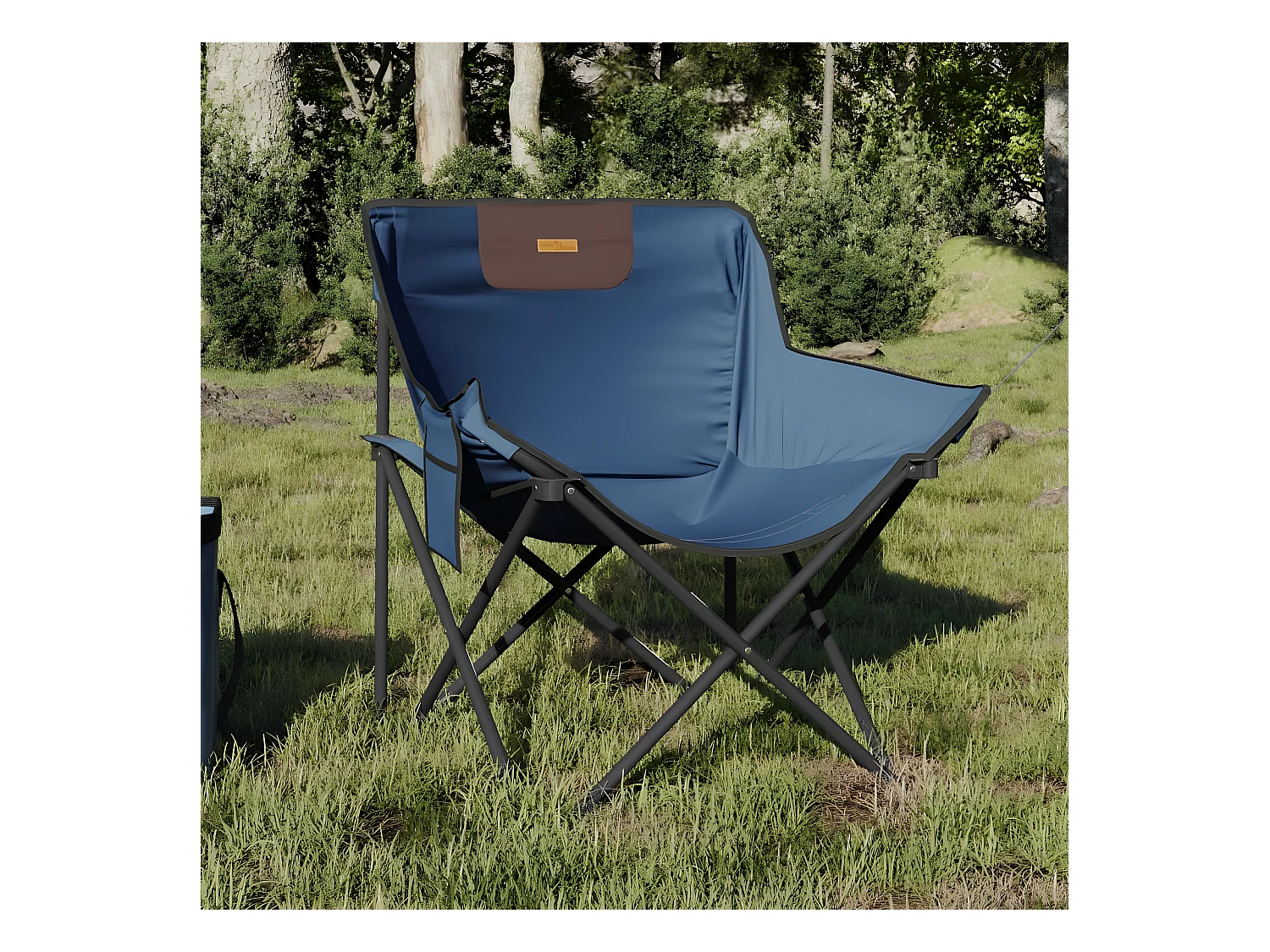 Juego de 2 Sillas de camping con bolsillo plegables azul ES778235