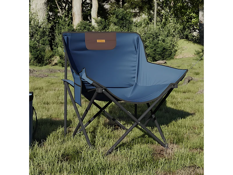 Lot de 2 Chaises de camping avec poche pliable bleu FR88092