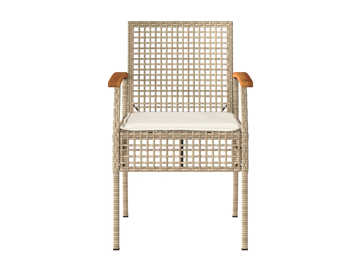 Lot de 4 Chaises de jardin coussins beige résine tressée acacia FR70616