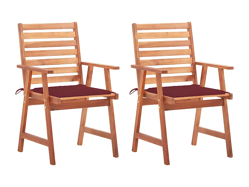 Tuinstoelen 2 st met kussens massief acaciahout BE160812