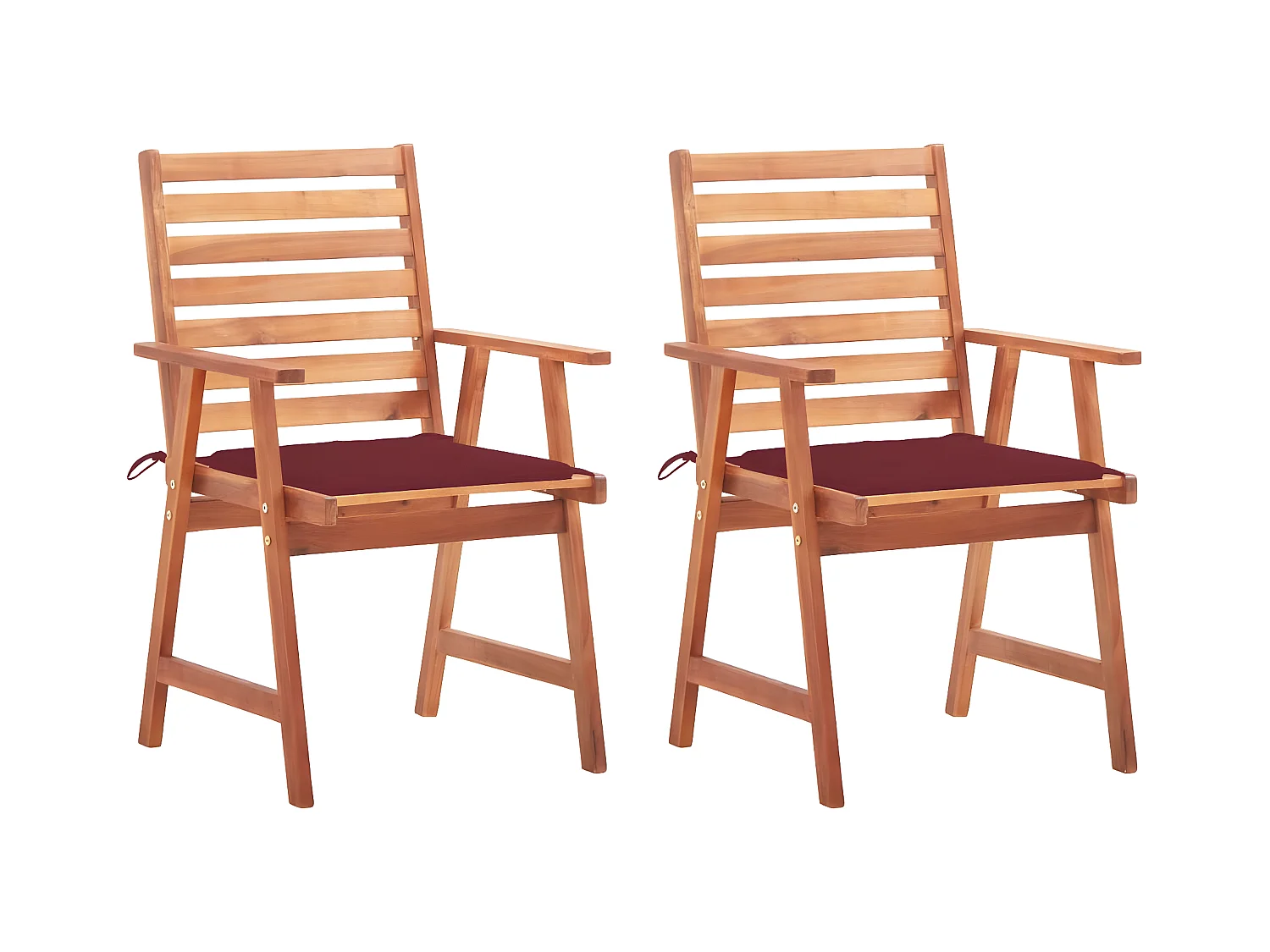 Lot de 2 Chaises à dîner de jardin avec coussins Acacia massif FR44702