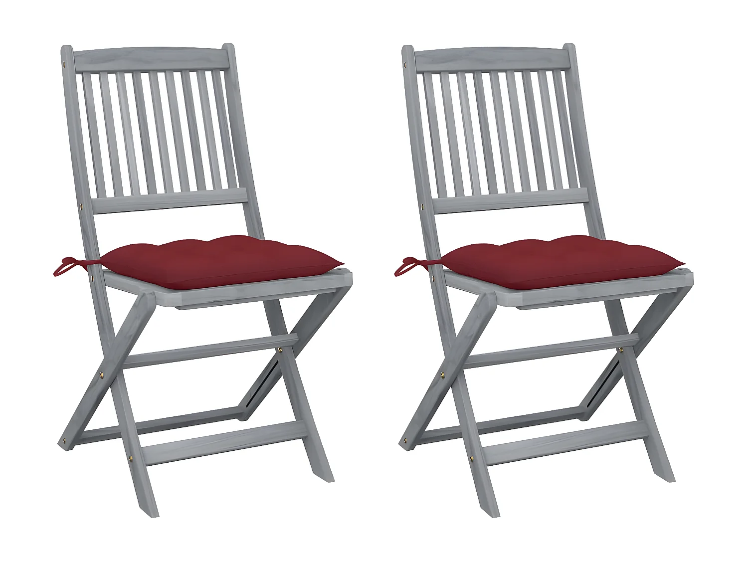 Lot de 2 Chaises pliables de jardin avec coussins Bois d'acacia FR16106