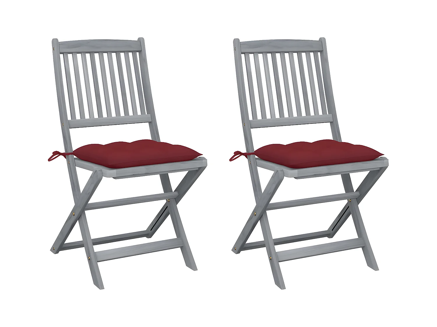 Juego de 2 Sillas de jardín plegables cojines madera maciza acacia ES808059