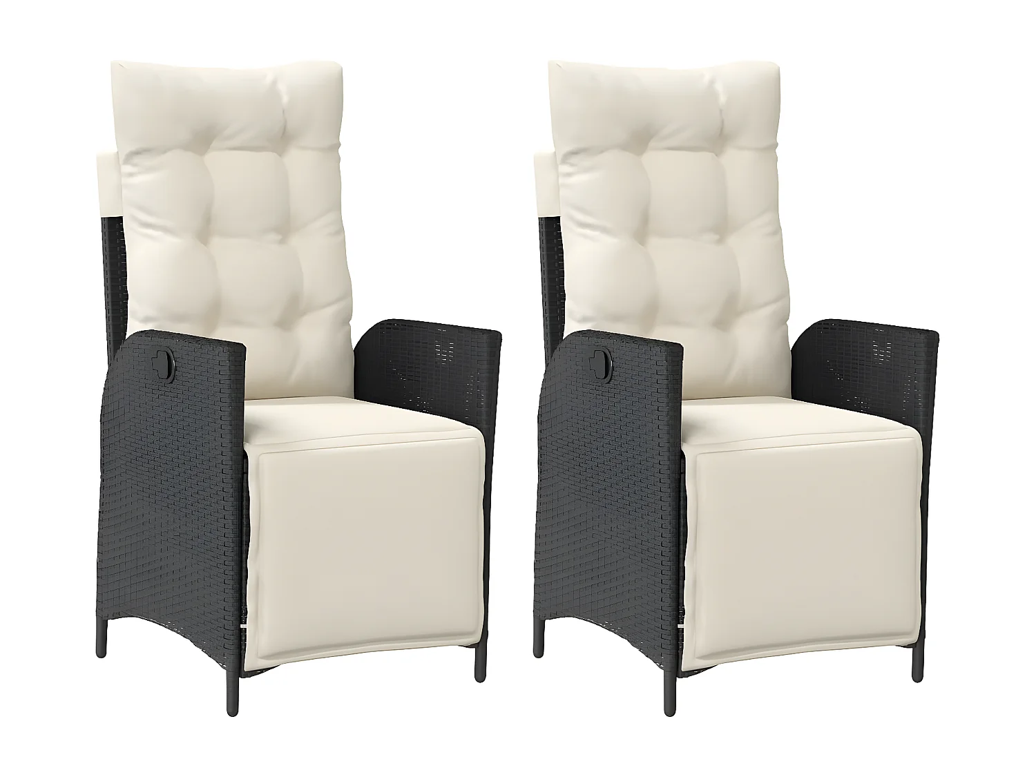 Cadeiras jardim reclináveis 2 pcs c/ apoio de pés vime PE preto PT766072