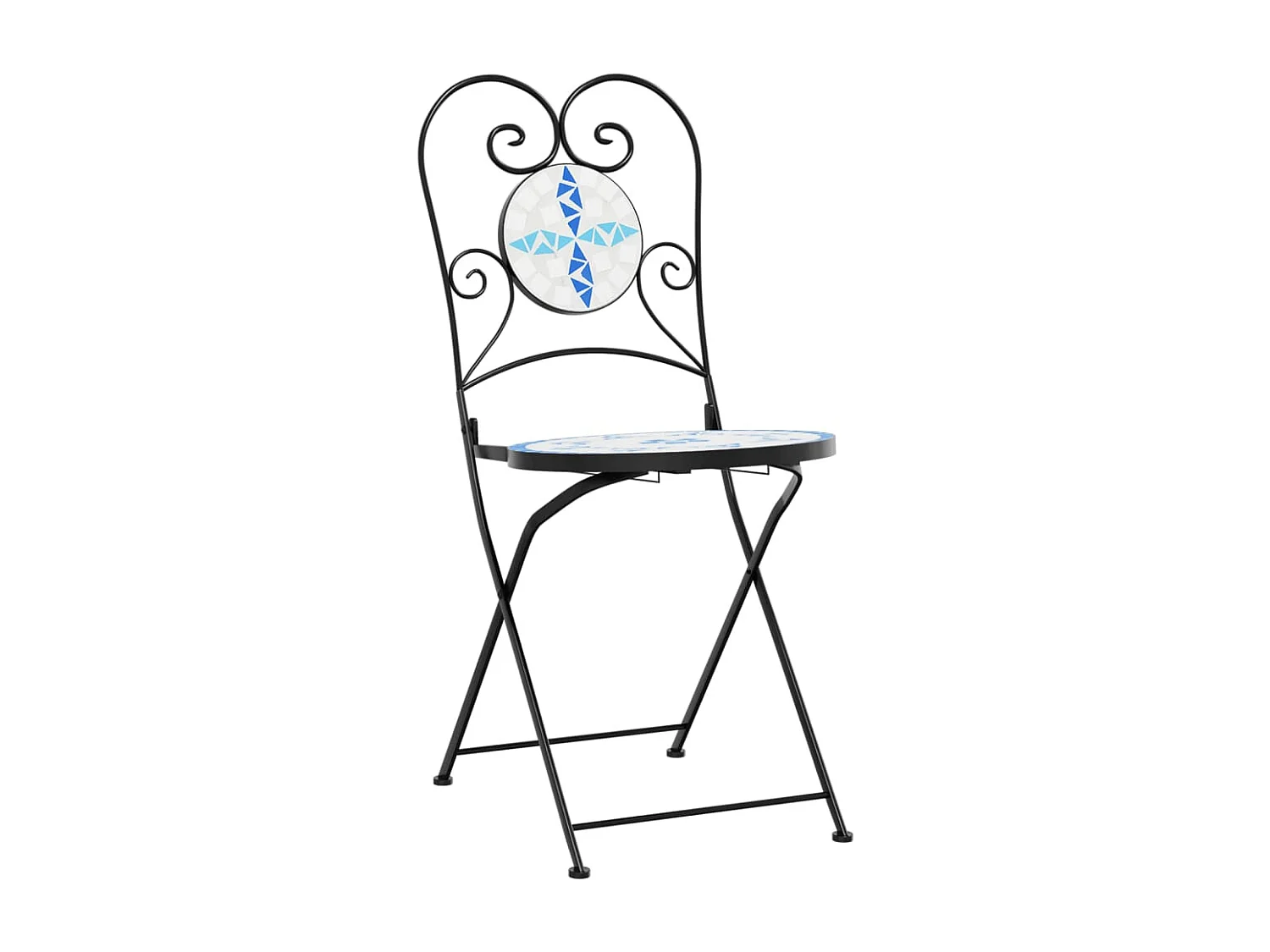 Cadeiras de bistrô dobráveis 2 pcs cerâmica azul e branco PT975733