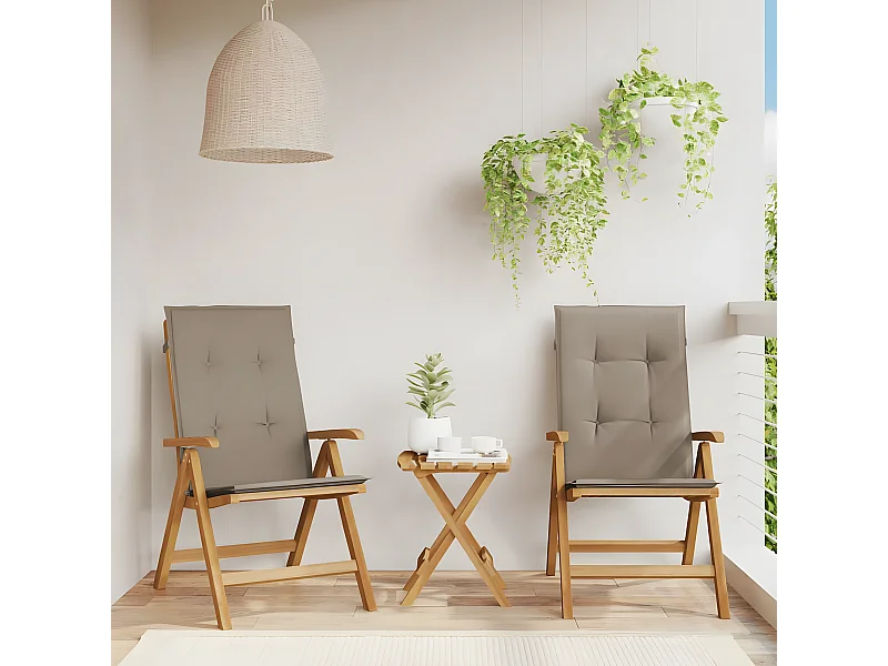 Tuinstoelen 2 st verstelbaar met kussens massief teakhout BE221963