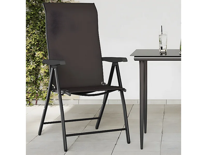 Lot de 4 Chaises pliables de jardin café noir résine tressée FR56580