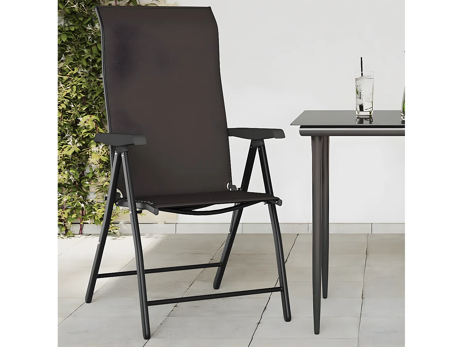 Cadeiras de jardim dobráveis 4 pcs vime PE cor preto café PT123408