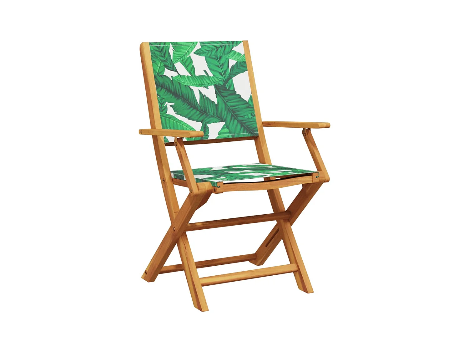 Lot de 4 Chaises de jardin pliantes vert tissu et bois massif FR46312