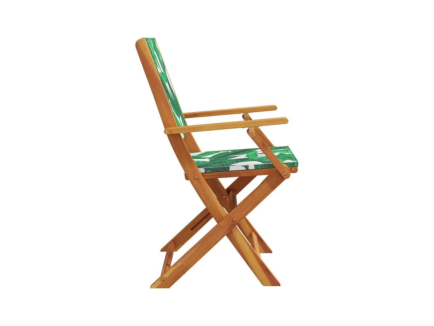 Lot de 4 Chaises de jardin pliantes vert tissu et bois massif FR46312