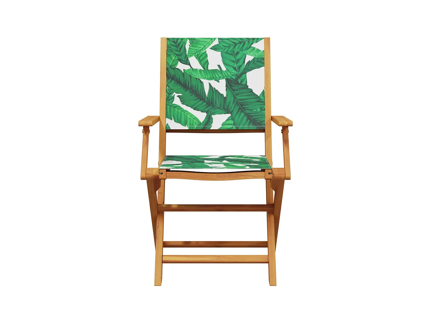 Lot de 4 Chaises de jardin pliantes vert tissu et bois massif FR46312