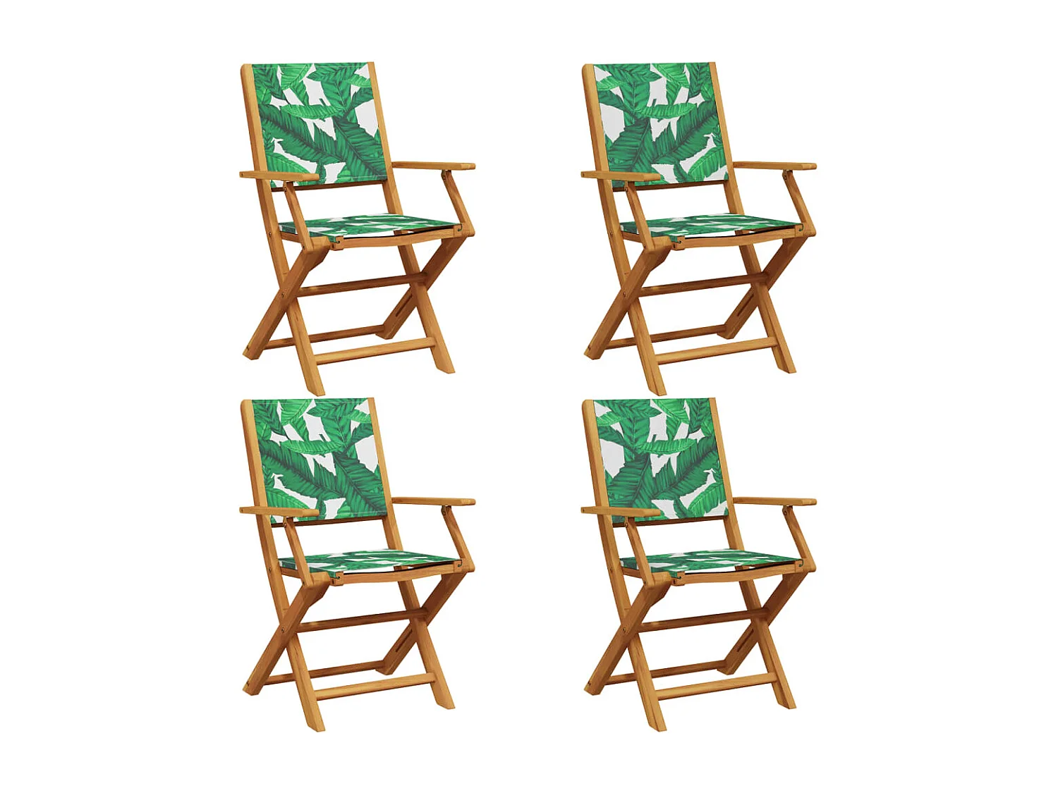 Tuinstoelen 4 st inklapbaar stof en massief hout groen BE745098