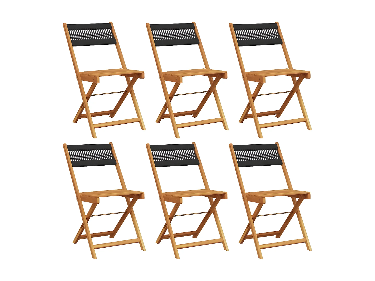 Tuinstoelen 6 st inklapbaar massief acaciahout zwart BE349629