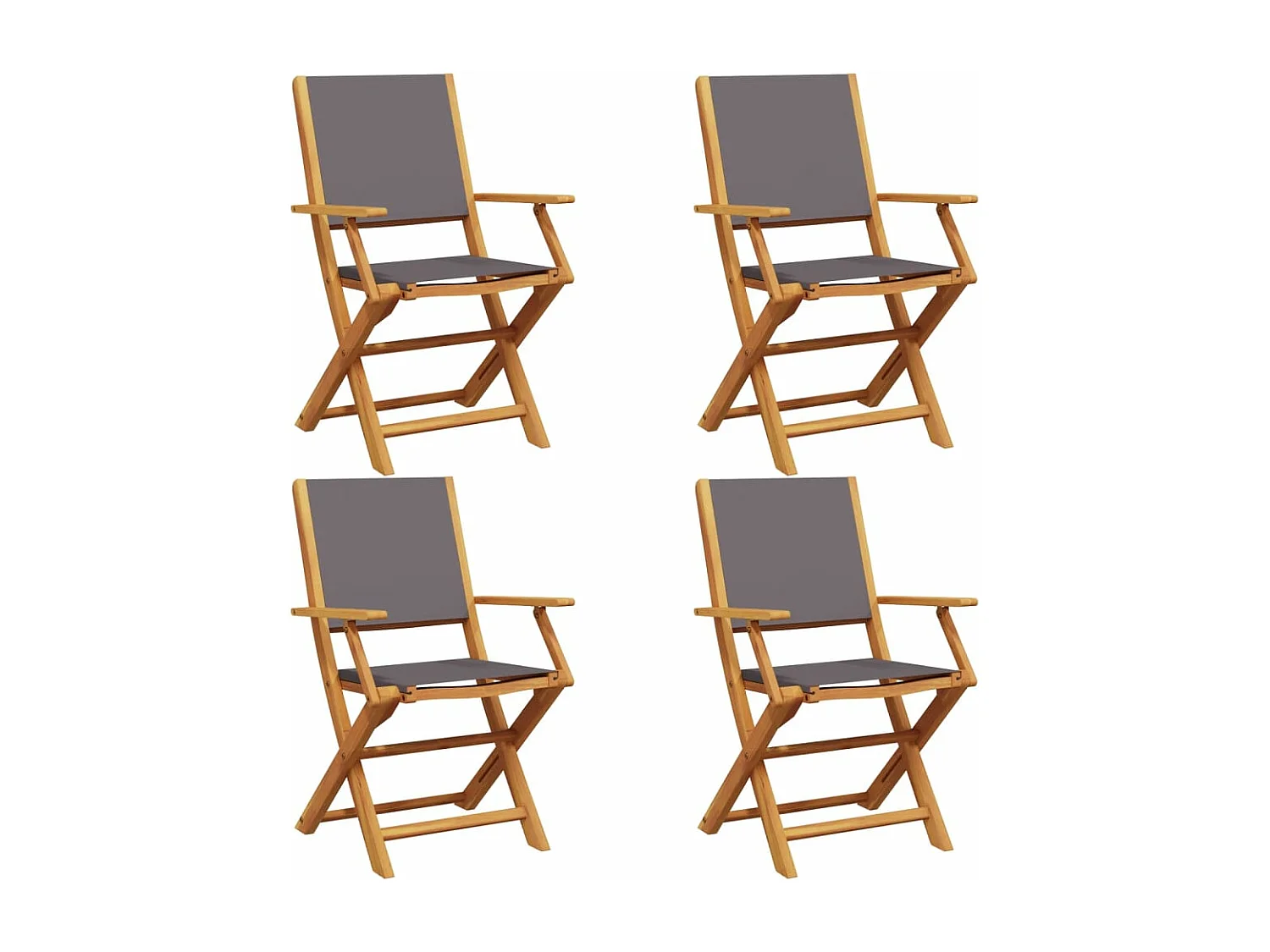 Lot de 4 Chaises de jardin pliantes tissu et bois massif FR58713