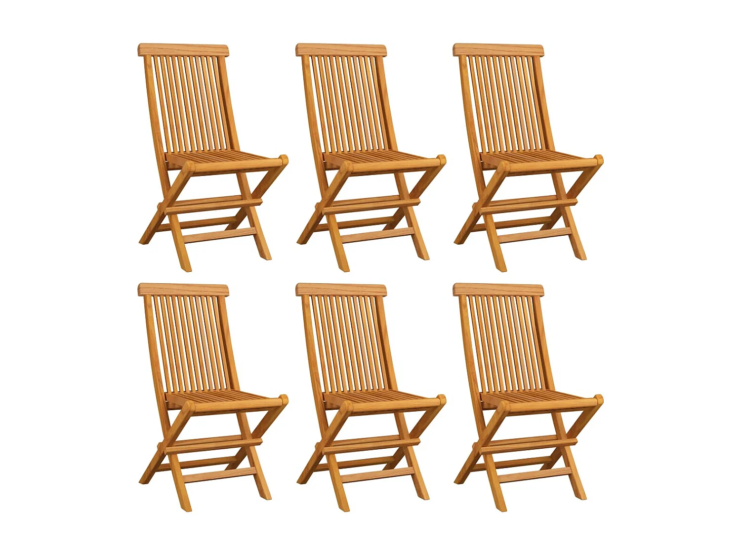 Lot de 6 Chaises de jardin avec coussins beige Bois de teck massif FR60218