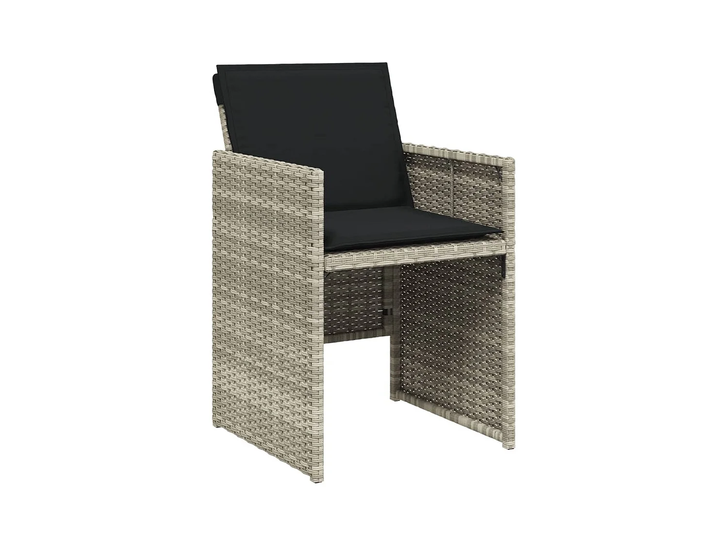 Lot de 4 Chaises de jardin avec coussins gris clair poly rotin FR81051