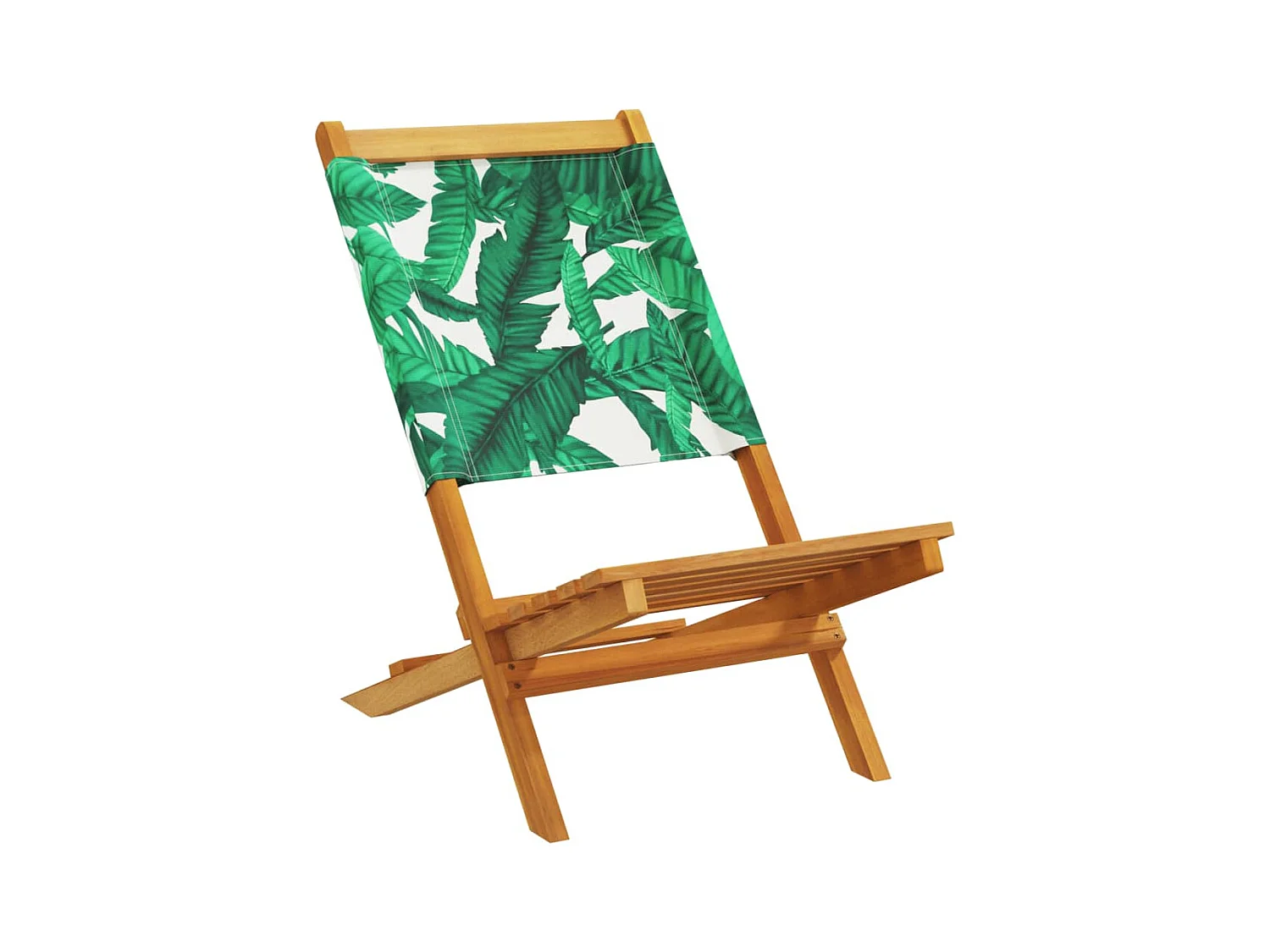 Lot de 6 Chaises de jardin pliantes vert tissu et bois massif FR85251